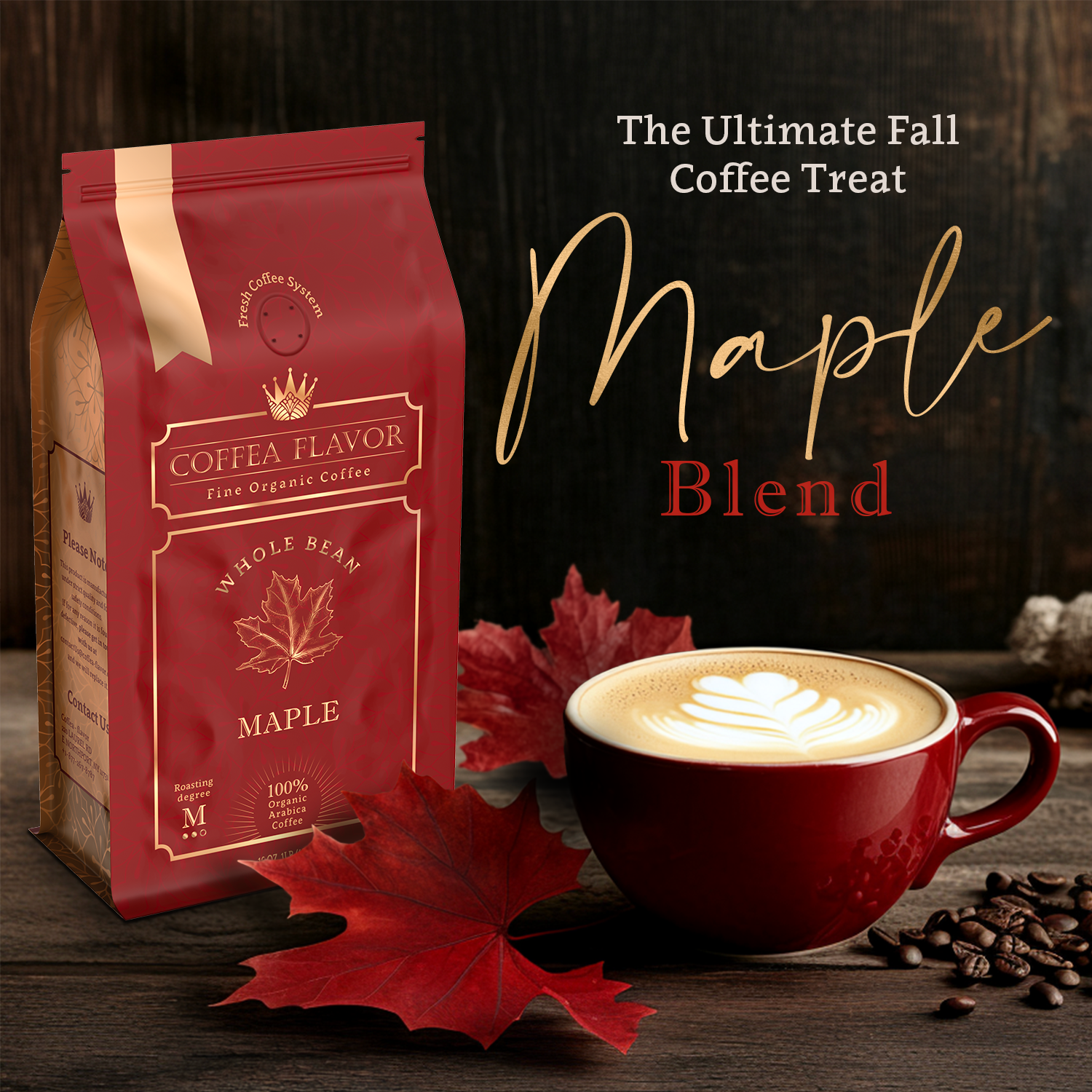 Maple Whole Bean and Ground Coffee – Organic 100% Arabica, Single Origin, Medium Roast
