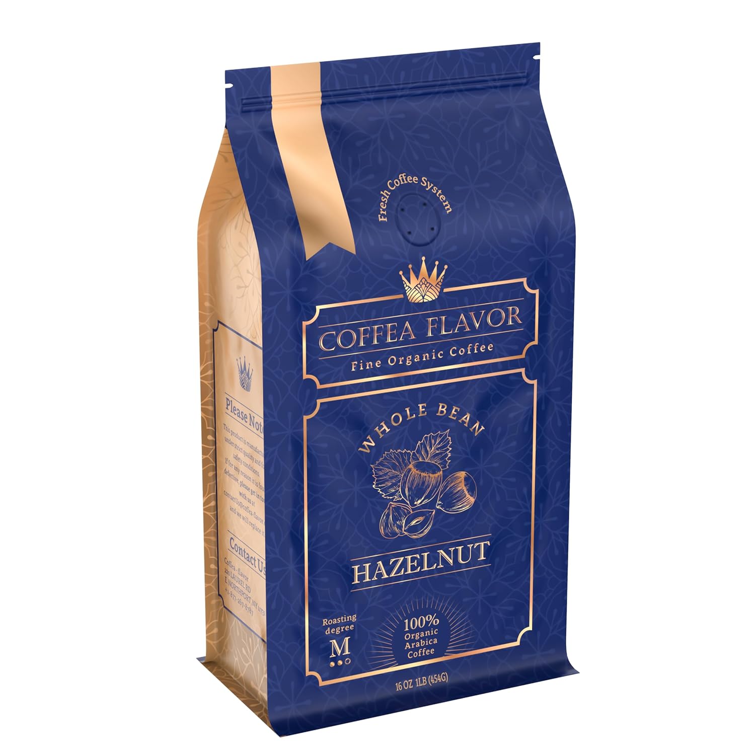 Hazelnut Whole Bean and Ground Coffee – Organic 100% Arabica, Single Origin, Medium Roast
