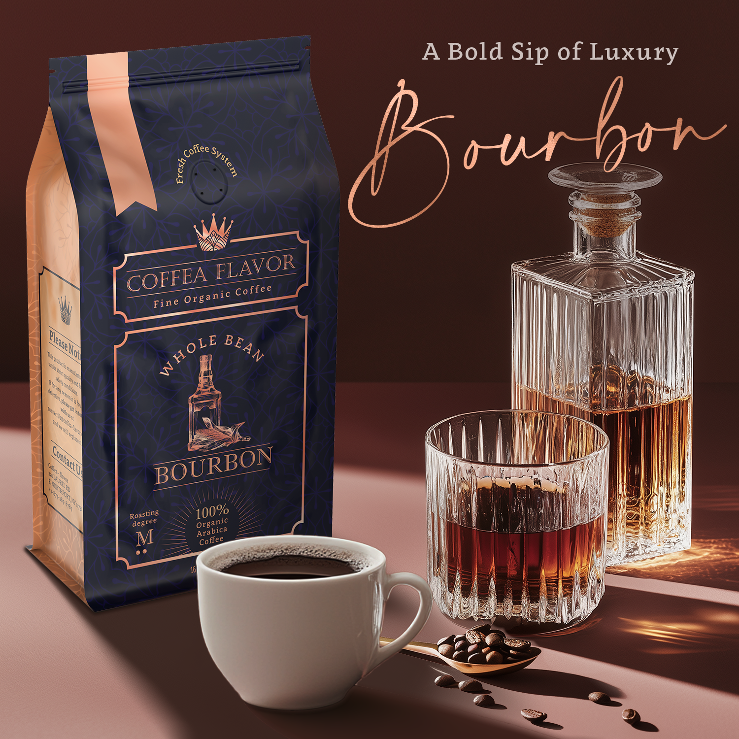 Bourbon Whole Bean and Ground Coffee – Organic 100% Arabica, Single Origin, Medium Roast