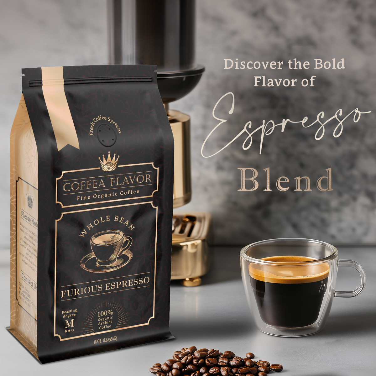 Espresso Whole Bean and Ground Coffee – Organic 100% Arabica, Single Origin, Medium Roast