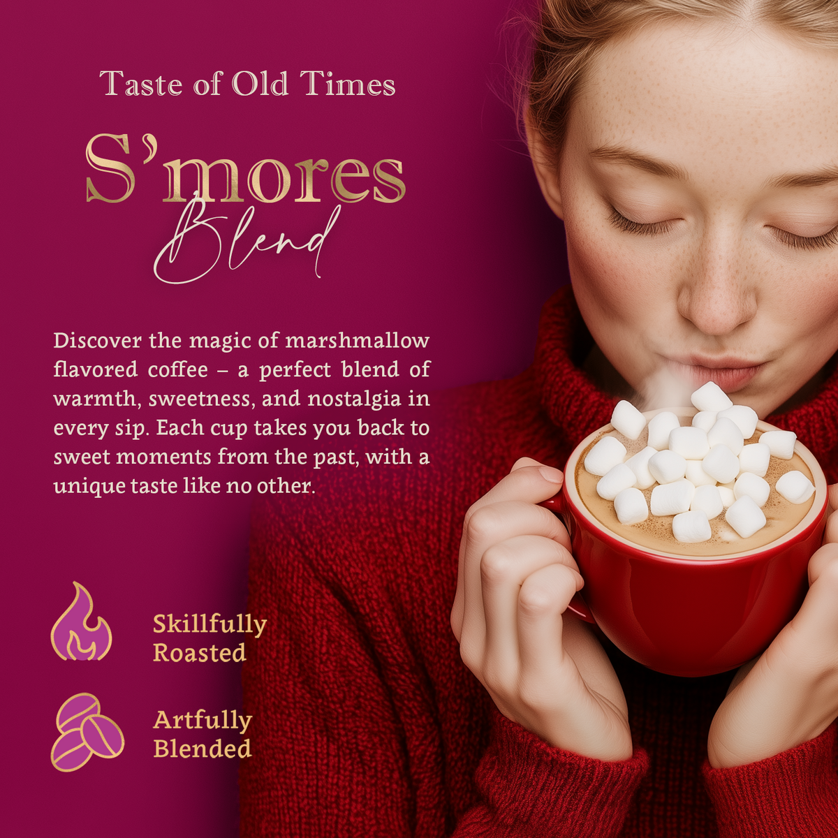 S’mores Whole Bean and Ground Coffee – Organic 100% Arabica, Single Origin, Medium Roast