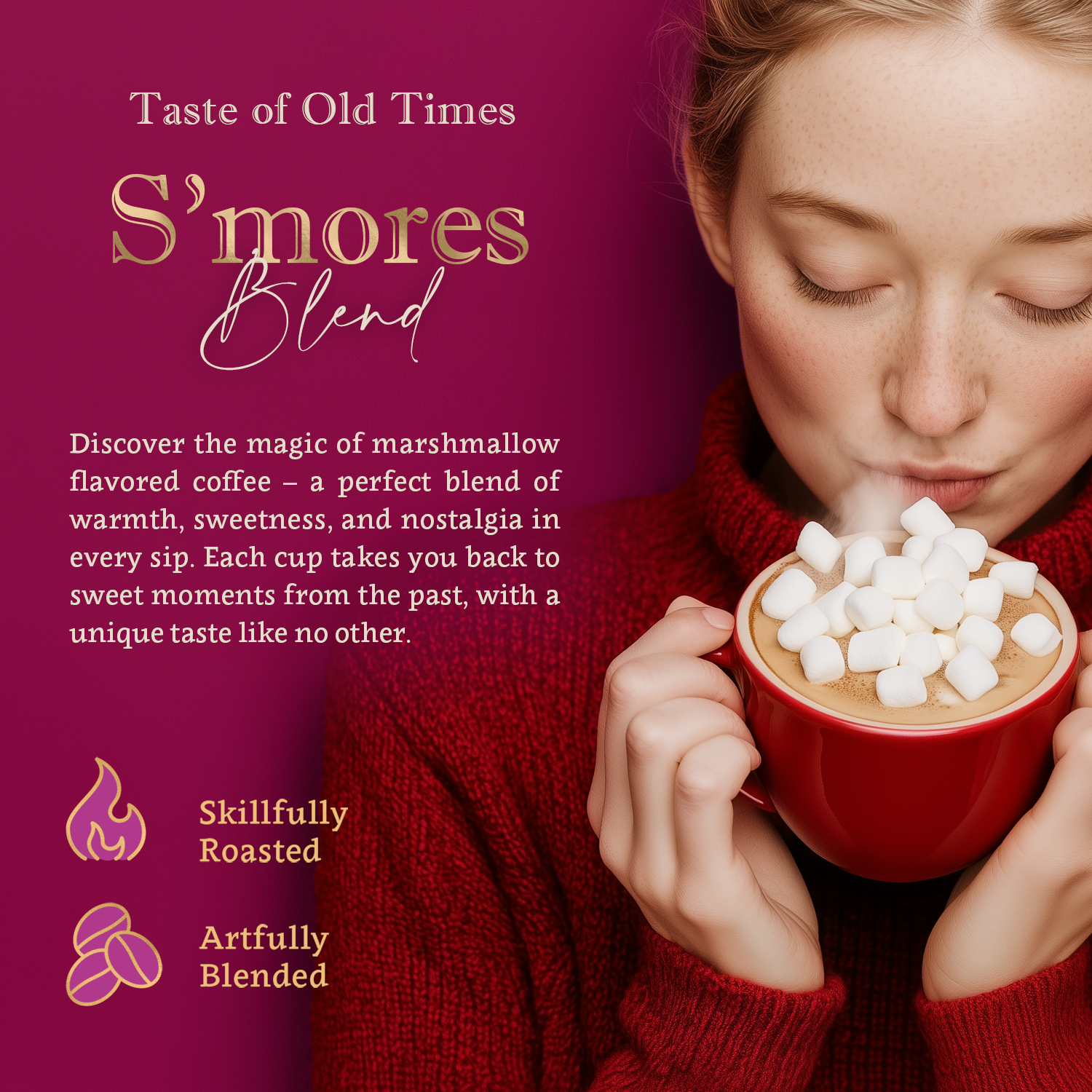 S’mores Whole Bean and Ground Coffee – Organic 100% Arabica, Single Origin, Medium Roast
