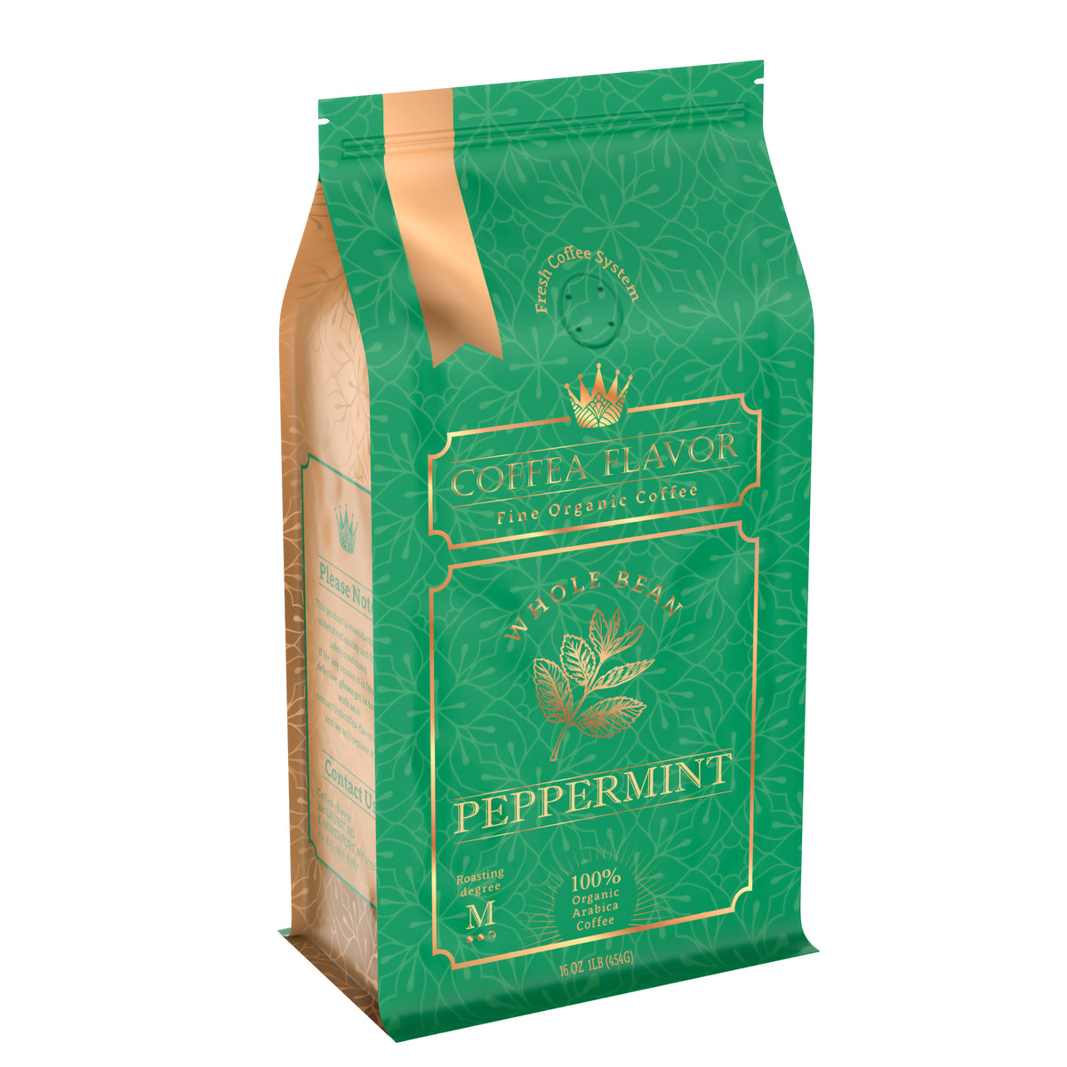 Organic Coffee Peppermint Flavor Whole Bean and Ground Coffee